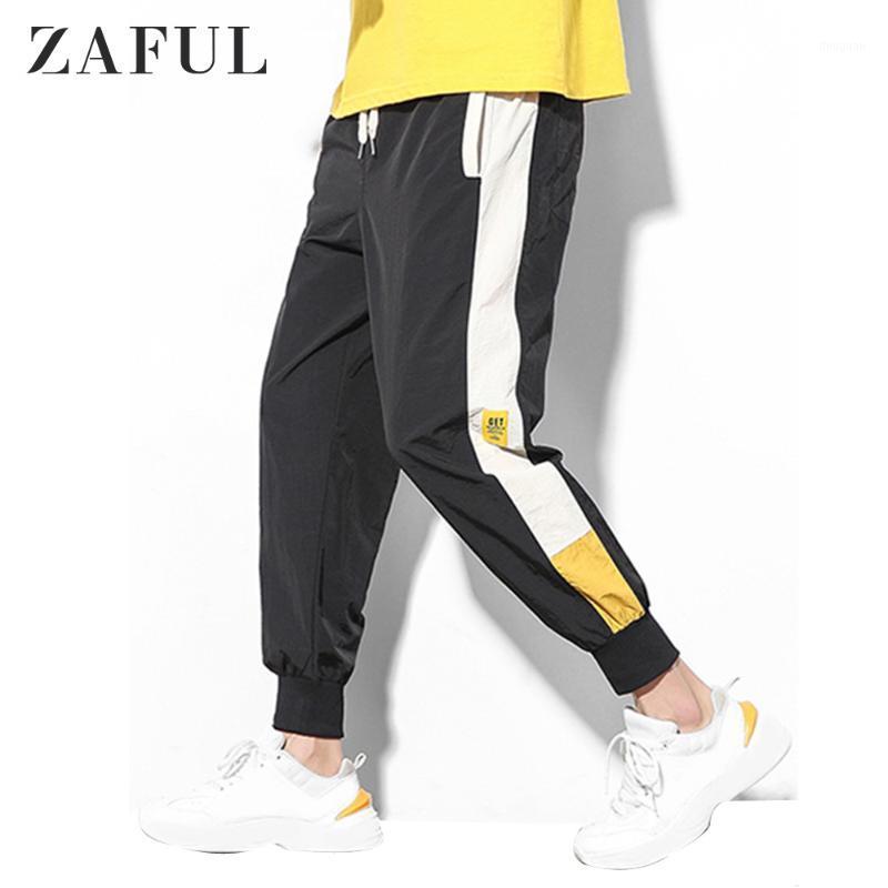 

Men's Pants ZAFUL Color Block Panel Casual Jogger For Men Mid Waist Drawstring Spliced Track Joggers Trousers 2021, Black