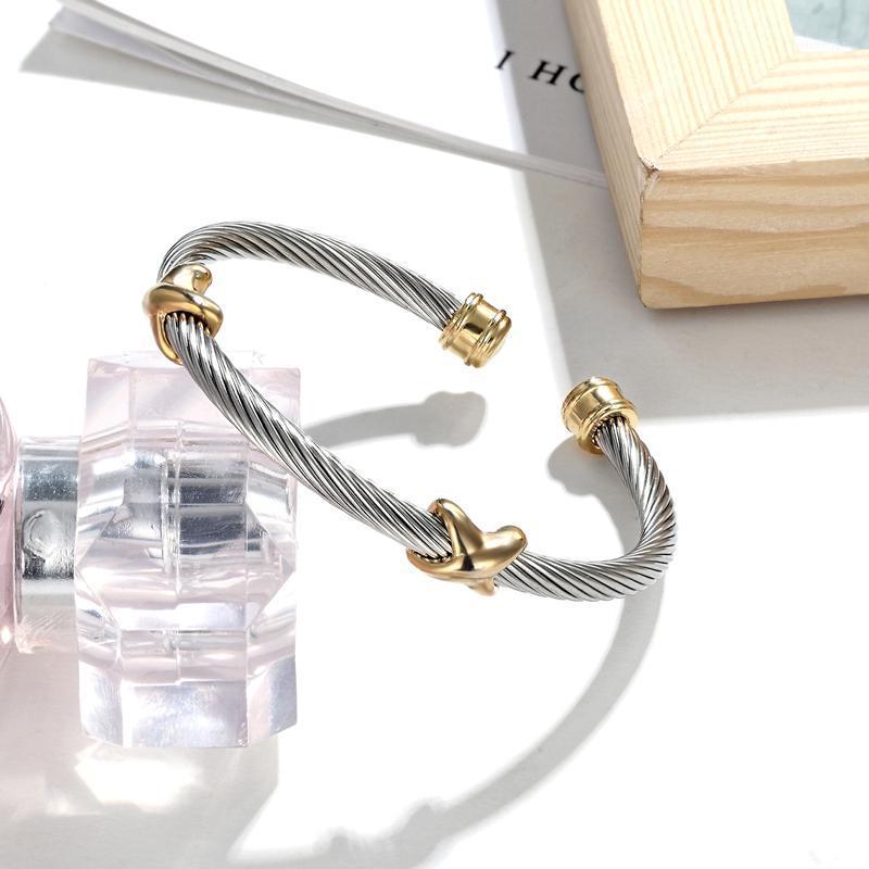 Bangle Fashion Jewelry Stainless Steel Twisted Cable Wire Bracelets & For Women Selling Open Cuff Antique1-image-712071469
