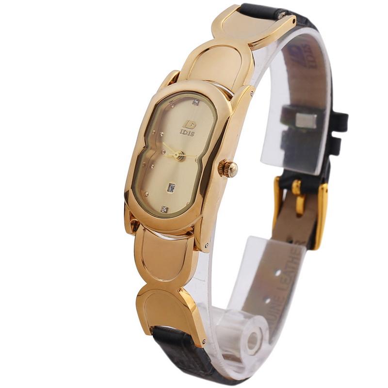 

Wristwatches 2021 Idis Leather High Quality Watch Fashion Designer Student Women, Gold