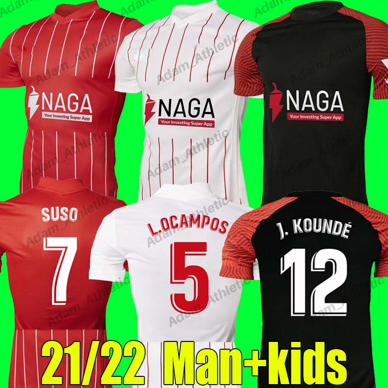 

Sevilla soccer jerseys 2021/22 J.NAVAS L.OCAMPOS I.RAKITIC football shirts DIEGO CARLOS ACUNA SUSO J.KOUNDE jersey Y.EN NESYRI LAMELA Camiseta de Futbol men kids kit top, 21-22 home