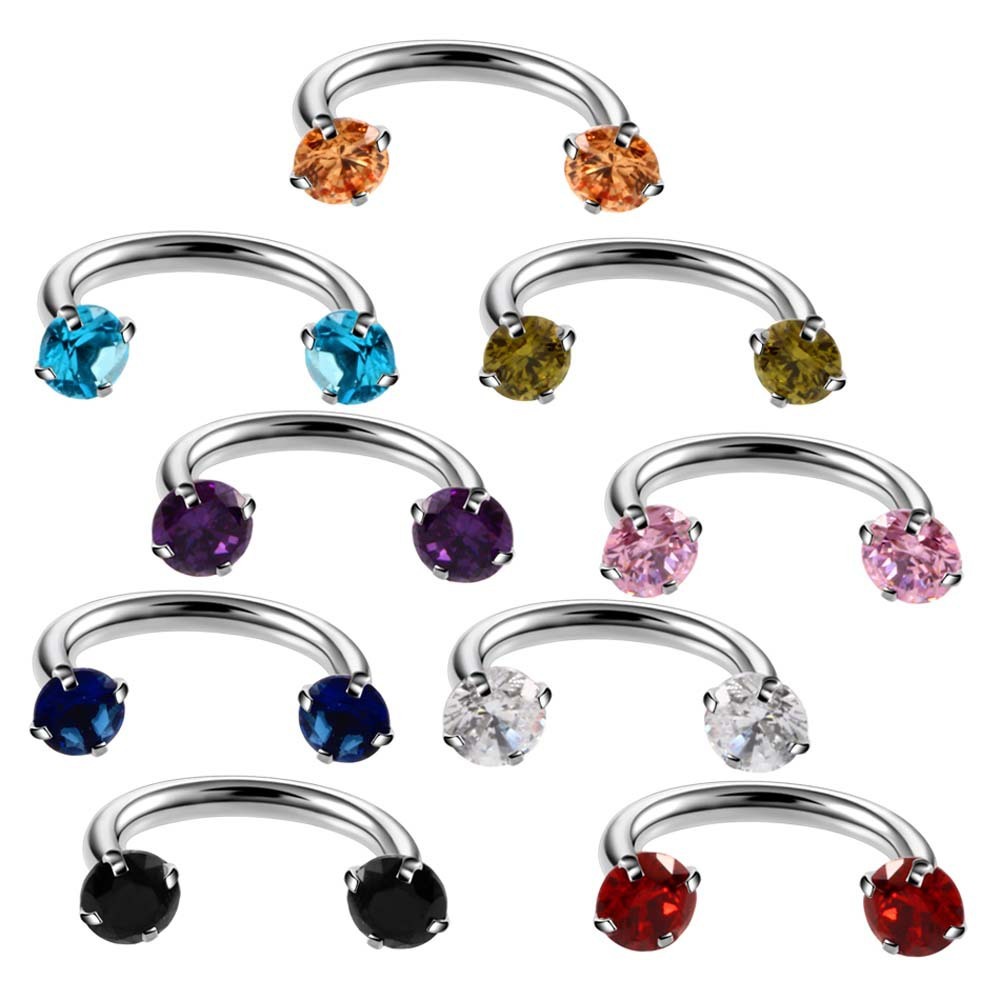 

C Shaped Ring Nose Round Clear Zircon Inner Teeth Eyebrow Nail U-ring Popular Personality Body Puncture Crystal Earring