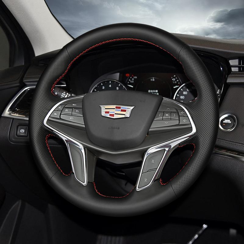

Steering Wheel Covers DIY Hand-Stitched Leather Car Cover For CT6 XT5 ATS-L XTS Interior Auto Accessories