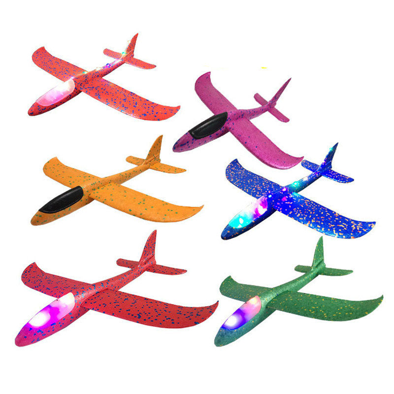 

48cm Big Foam Plane Aircraft LED Hand Launch Throwing Airplane Glider Inertial Children Flying Model Toys 10 Pcs / Lot Wholesale