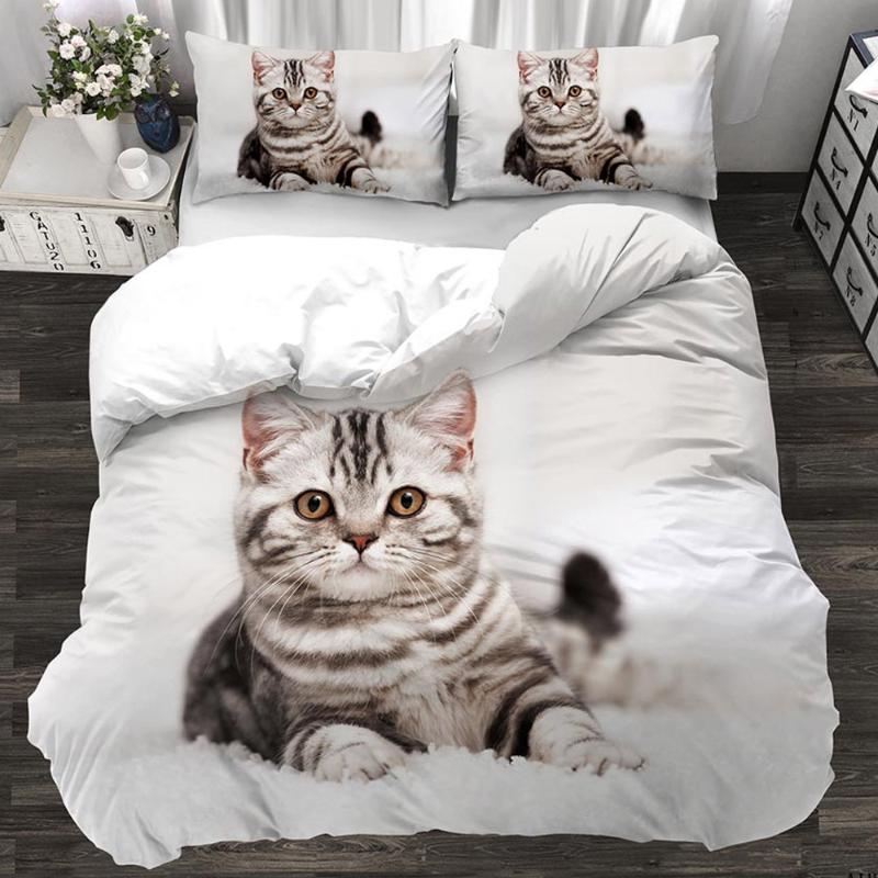 

Bedding Sets Animal 3d Cute Cat Printed Custom Set Kitten Quilt Duvet Cover With Pillowcase 3pcs Twin Designer Luxury