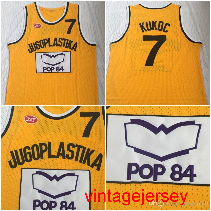 

Jugoplastika Split Pop 7 Toni Kukoc Moive Basketball Jerseys Mens Toni Kukoc Yellow Basketball Jersey Size -XXL