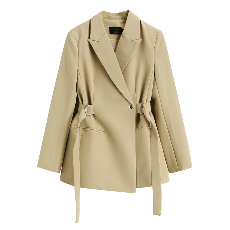 

Women' Suits & Blazers Long female blazer with belt, jacket and casual for office vintage style autumn winter KQ7Q, 1# shoe box