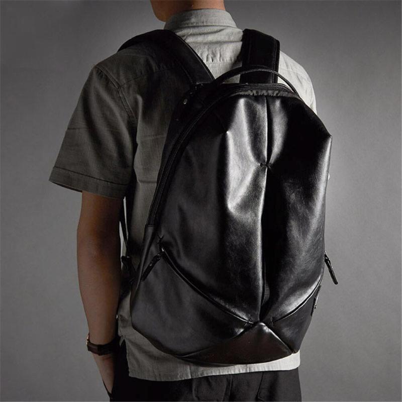 

Backpack MTONG Simple Black Men Leather Business Bags For High Quality Laptop Male Shool Teenager Boys, C1