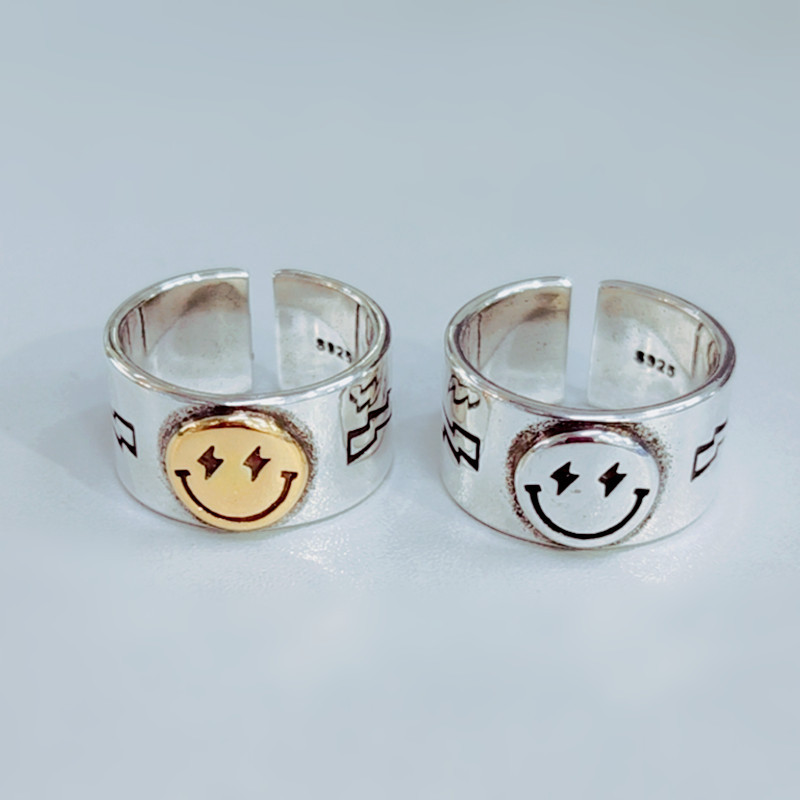 

vintage punk smile face rings for women boho female charms jewelry male antique knuckle ring fashion holiday gift