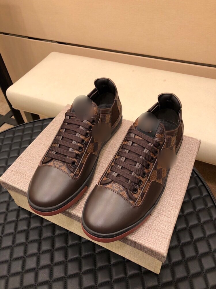 

2021 classic men designer shoes lace up black brown fashion Luxury printed Mens sneakers trainers shoe with box