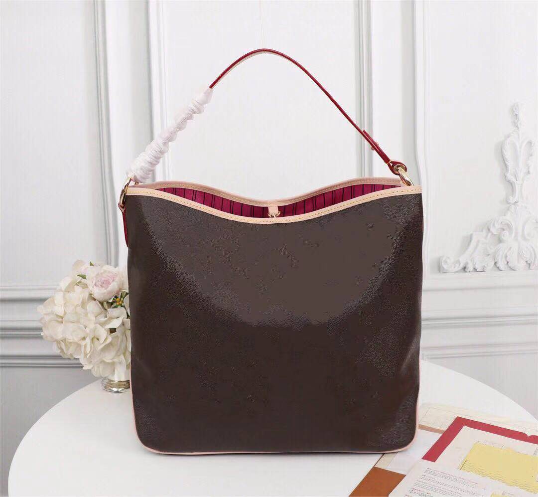 

Casual Women Big Totes 41cm Damier Azur Canvas-Calvi Shoulder bag large opening and volume with convenient compartments pockets for easy access to items, Brown flower red inside