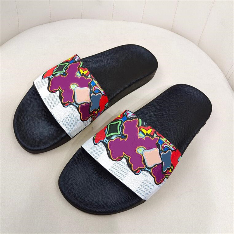 

Fashion Men Women's Classic sandals Ladies Top Quality Real Leather shoes beach slippers female casual peep toe sandal unisex flip flops Slide L61832, A box