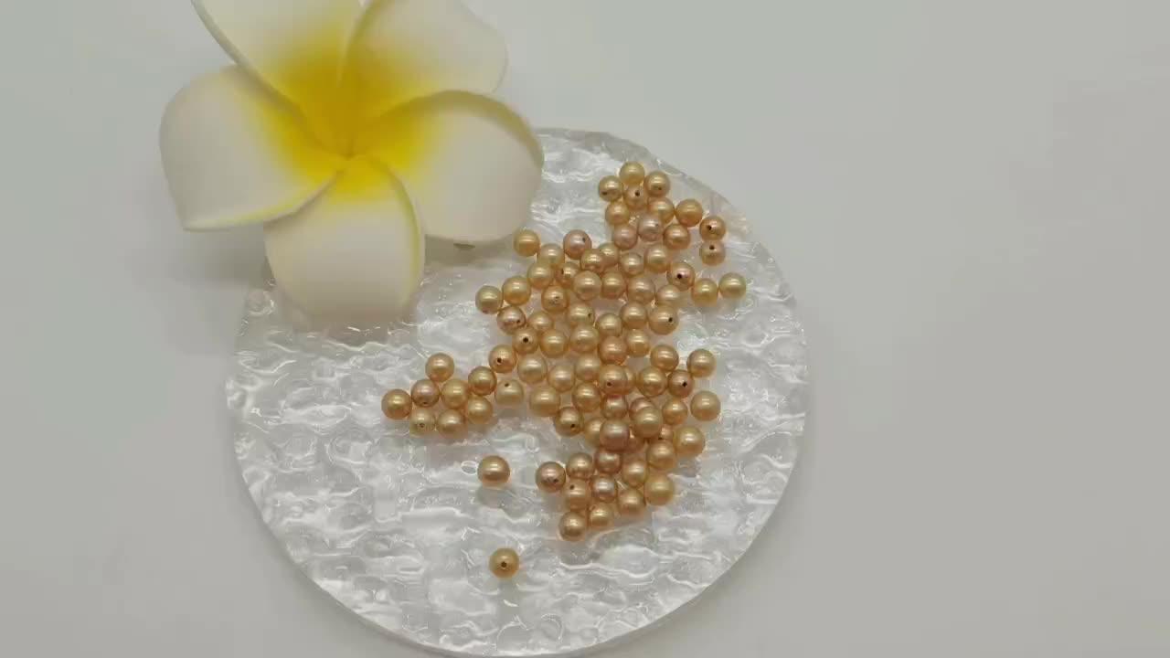 

Other Wholesale 6-6.5mm Golden Round Freshwater Loose Pearl Beads