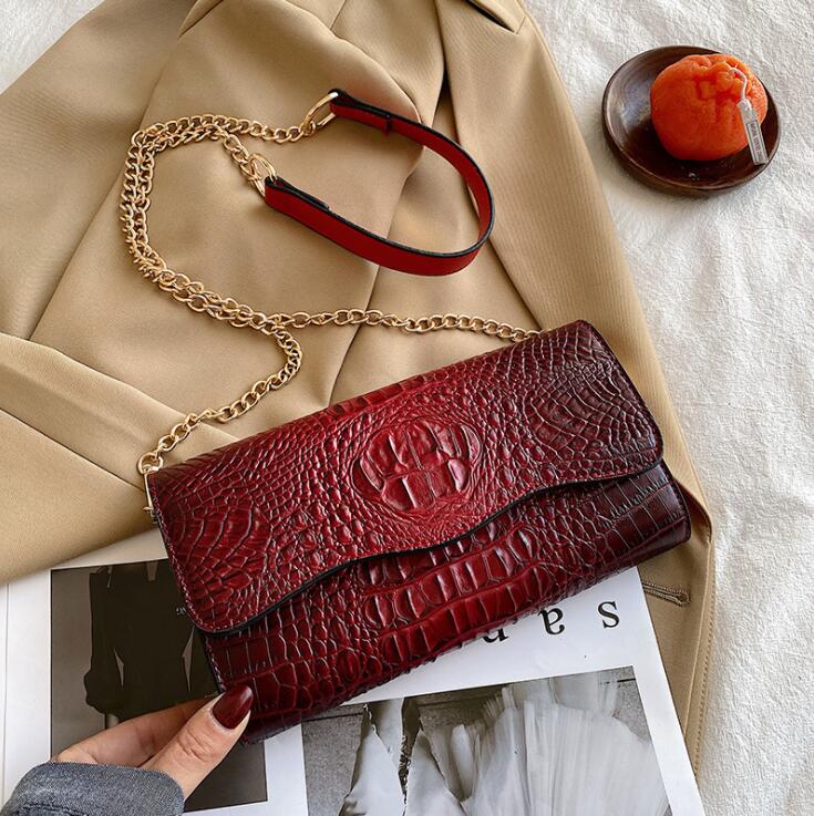

wholesale chain bag European fashions Alligators mother change clutch bags street trend embossed leather handbag Alligator fashion handbags 2 styles 6 colors