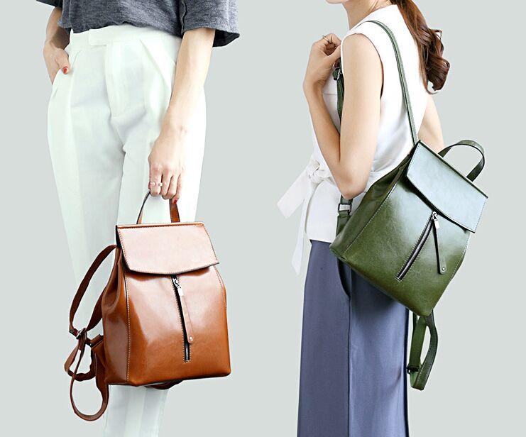 

hbp 2021 manufacturer wholesales oil wax skin backpack leather womens bag new korean fashion versatile leather backpack, Green