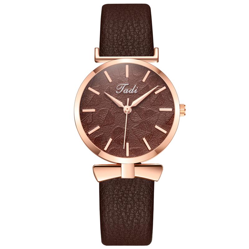 

Wristwatches Casual Luxury Women Ladies Watches Leather Strap Bracelet Quartz Wrist Watch Clock Relogio Feminino, Brown