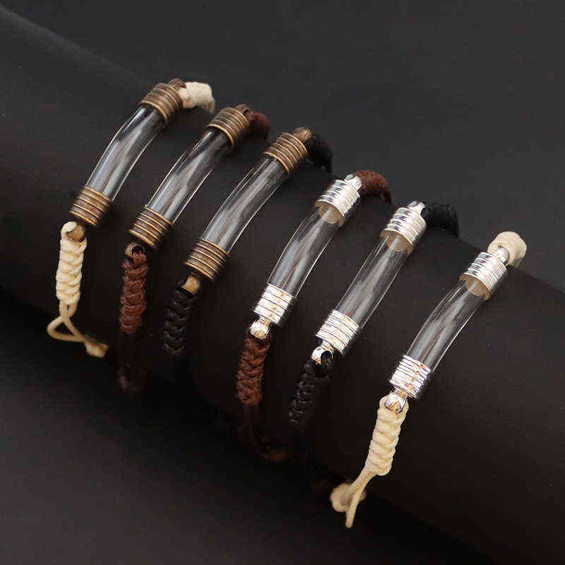 

2PCS Glass Vial Pendant Bracelet Writing Name Wirte On Rice Fashion Jewelry Charm Bracelets For Women G1026