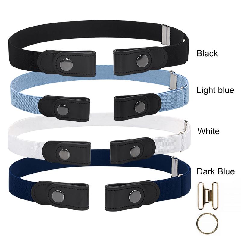 

Belts Invisible Buckle-less Stretch Belt 4 Pack Buckle-Free Adjustable Comfortable Elastic For Women Men#20, Black