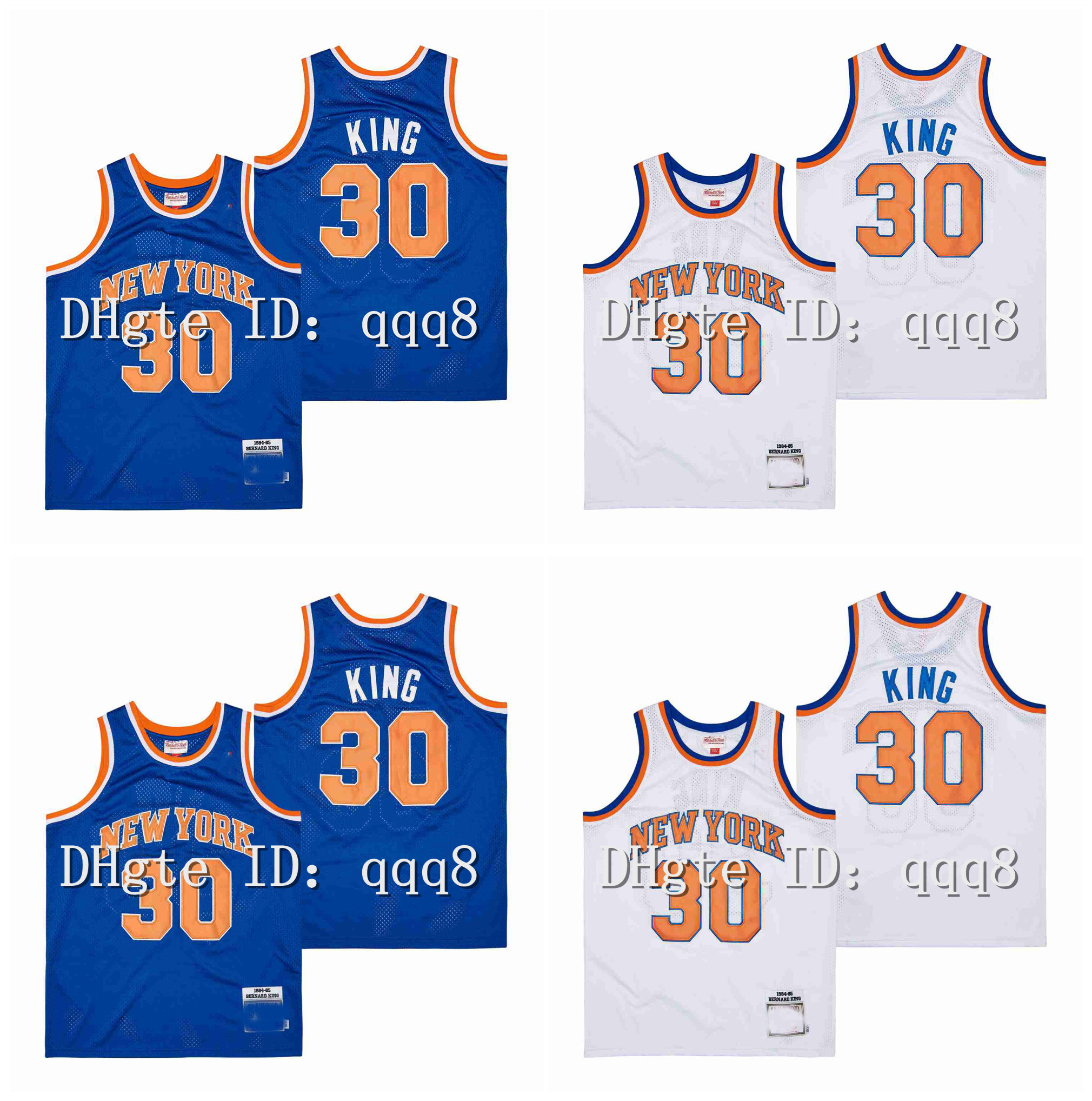

Top Quality ! Vintage Basketball 30 Bernard King Jersey Retro Blue White, As pic