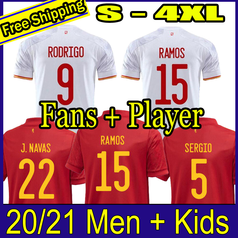 

20 21 Spain Soccer Jersey RAMOS PIQUE Spain home soccer shirt 20-21 ASENSIO MORATA ISCO INIESTA Football SHIRT away uniforms Size S - 4 XL, Black;yellow