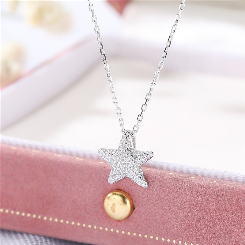 

TN16 Diamond Star Pendant Necklace for Women Silver 925 Jewelry Neckalces