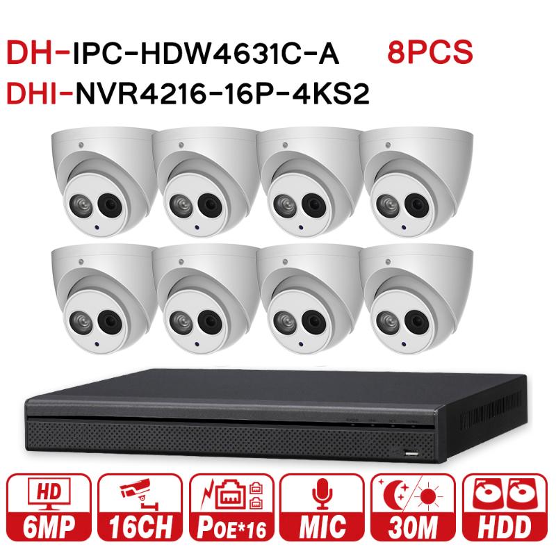 

Security CCTV System 8PCS 6MP IP Camera IPC-HDW4631C-A & 16POE 4K NVR NVR4216-16P-4KS2 Surveillance P2P Systems