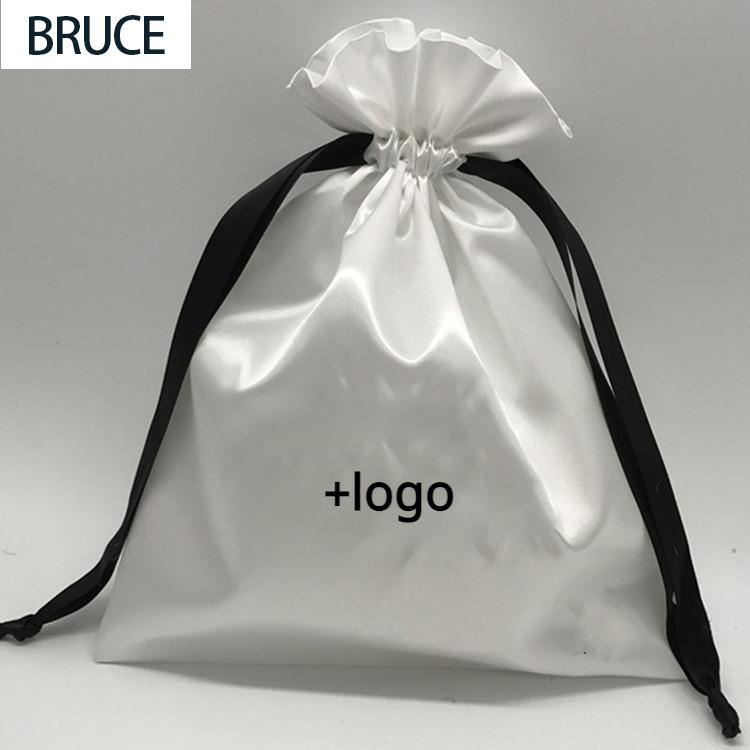 

Satin Gift Bags Custom Packaging Jewelry Pouches Makeup Party Candy Silk Drawstring Sachet Pocket Reusable Sack Print Logo Wrap