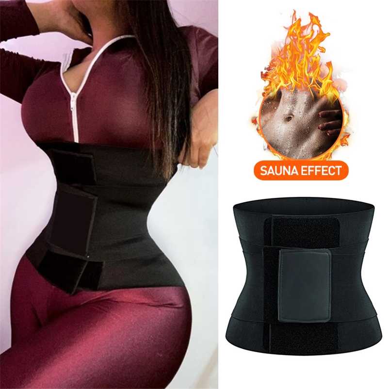 

Slimming Girdle Fajas Mujer Moldeadora Sweat Sauna Waist Trainer Body Shapwear Belt Tummy Control Hourglass Figure Workout Band 220112, Black