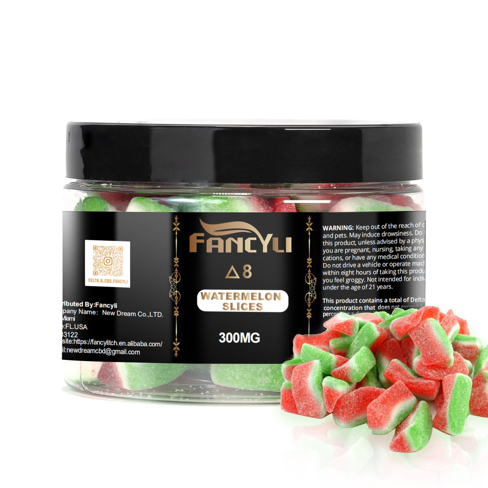 

Fancyli Delta 8 Gummies watermelon slices from USA with 300mg 500mg and 1000mg