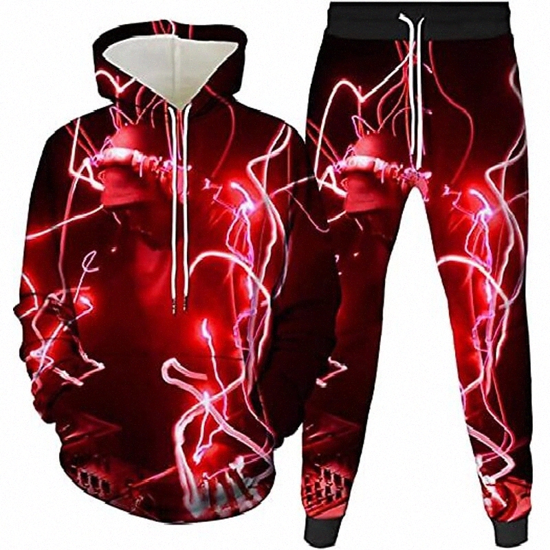 Unisex Musical Note Pattern Tracksuits 3D Printed Hoodies Pants Sets Multi-43 XXXL 0077#