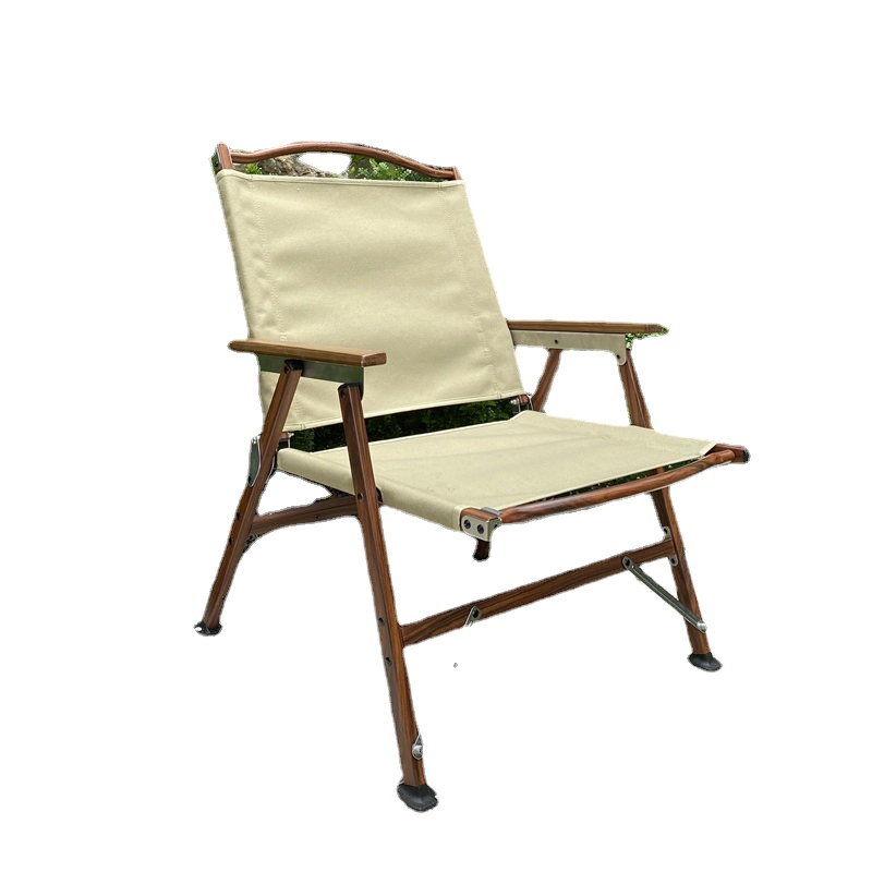 Outdoor Folding Camping Detachable Aluminum Alloy Kermit Chair Camping Portable Walnut Armrest Aluminum Tube Beach Chair (The logistics price Pls-image-752537285