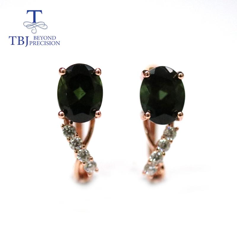 

Dangle & Chandelier Natural Dark Green Tourmaline Earring Oval Cut 7*9mm 4.5ct Up Real Brazil Gemstone Fine Jewelry 925 Sterling Silver For
