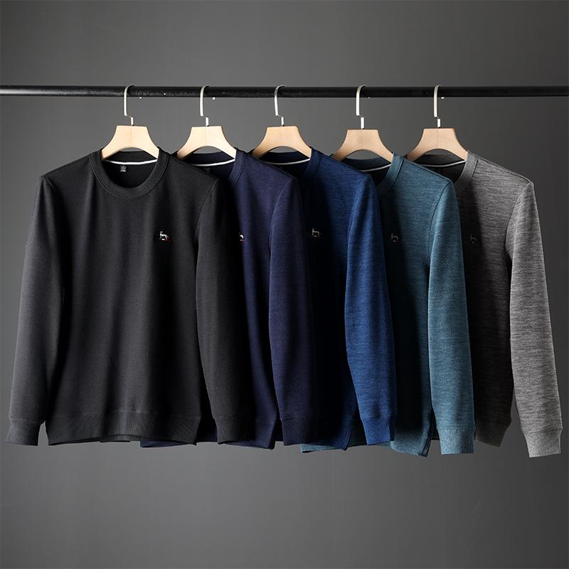 

Men's Sweaters High-end Men Clothing Winter Thick Warm Soft Base Fashion Round Collar Embroidery Pullover Sweater, White;black