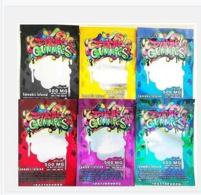 

MylarÂ Dank Gummies Bag Edibles bags Packaging Worms 500MG Bears Cubes Gummy dgdfch