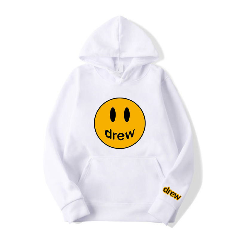 

Men's fleece Men's Trendy Drew House Smiling Face Hooded Sweater Hip Hop Loose Couple's Top, Black