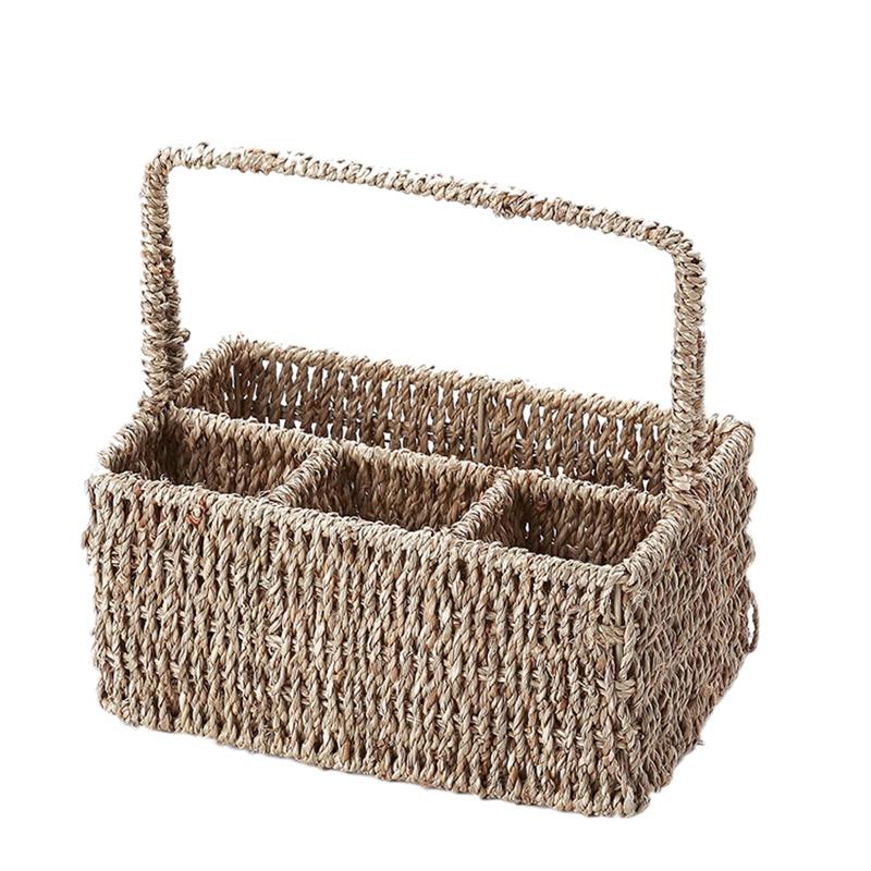 

Aquatic Storage Basket Cosmetic Separation Pastoral Style Table Top With Handle Baskets