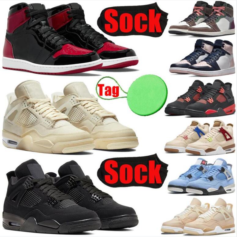 

basketball shoes 1s 4s for mens womens jumpman 1 4 Cactus Jack black cat Bred Patent Fragment Hand Crafted Bubble Gum Sail men trainers sports sneakers size 5.5-13