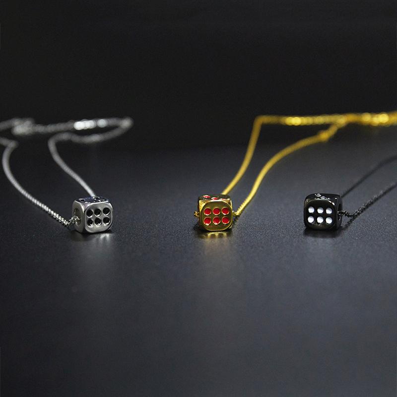 

Pendant Necklaces Necklace For Men Dice Hip Hop Stainless Steel Chain Couple Fashion Gold Black Jewelry On The Neck, Silver
