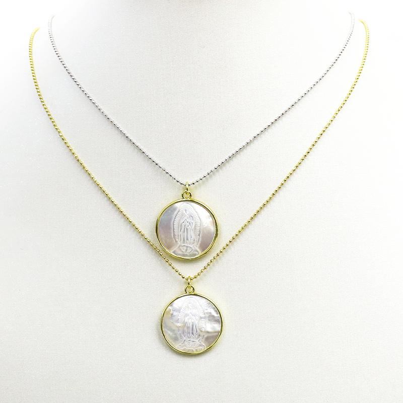 

Chains 10 Pcs Shell Jesus Pendants NecklaceRound Shelll Pendant Necklace Fashion Jewelry Women 9840, Silver