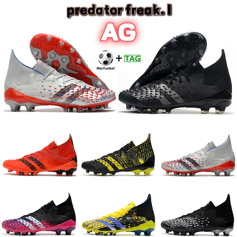 

predator freak 1 AG men soccer cleats football shoes black white solar bright yellow silver fuchsia showpiece pack mens sportss neakers, Shoe box
