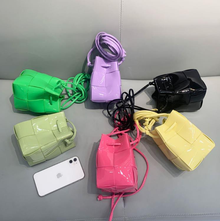 

Evening Bags Winter Drawstring Woven Bucket Bag One-Shoulder Messenger, As pic