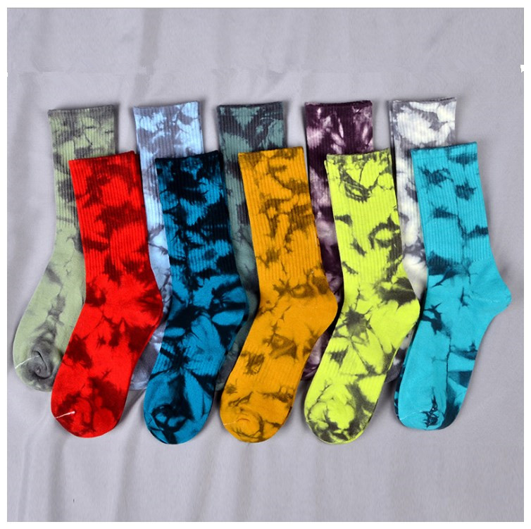 

Men women Unisex Novelty Colorful Tie-dyeing Skateboard Cotton Harajuku Hiphop Socks Sox Ethnic Couple Long Socks, As pic