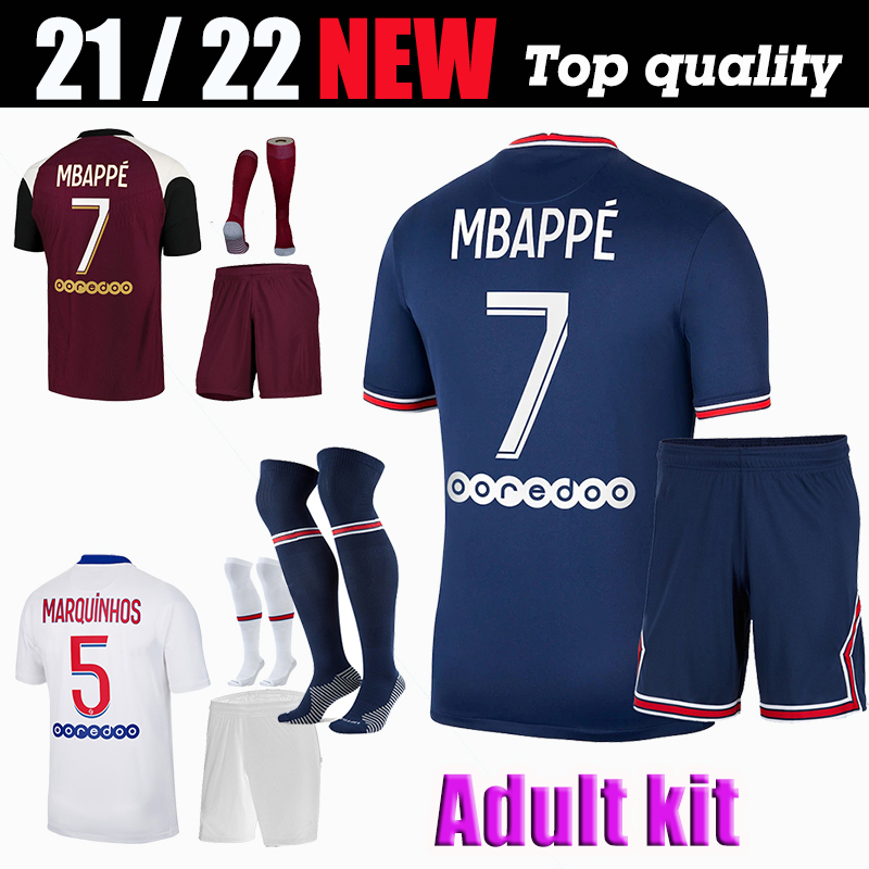 

Adult suit Maillots 2021 2022 MBAPPE Fourth soccer Jersey ICARD VERRATTI MARQUINHOS football Kits 4TH FLORENZI uniform DRAXLER maillot de fo, Black