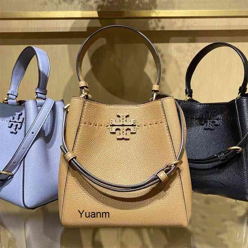 

21 new TB women's Mini Leather bucket lychee pattern shopping one shoulder cross large tote Bag