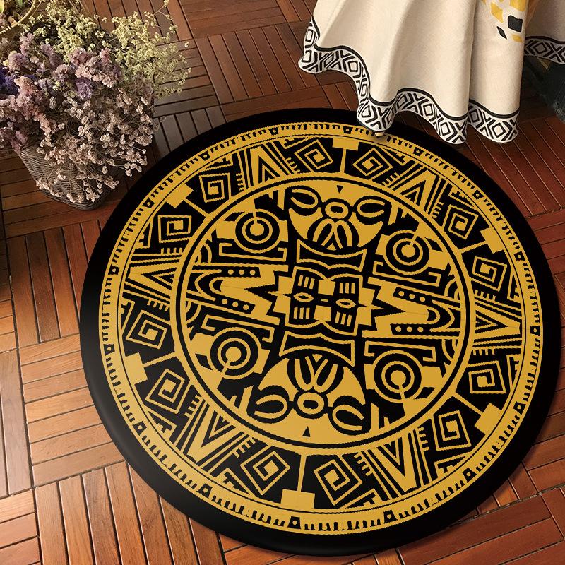 

Carpets The Maya Totem Carpet Folk Style Round Living Room Bedroom Rug Bohemia Chair Cushion Blanket Tent Hallway Mat Home Tapete, Dz15-2