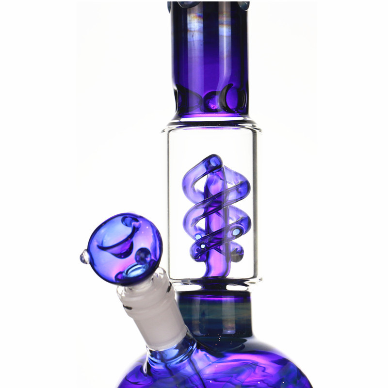 

hookahs 11 Inches Beaker Bong 14mm water pipes glass bongs 5mm thick with Spiral Perc tobacco Bowl