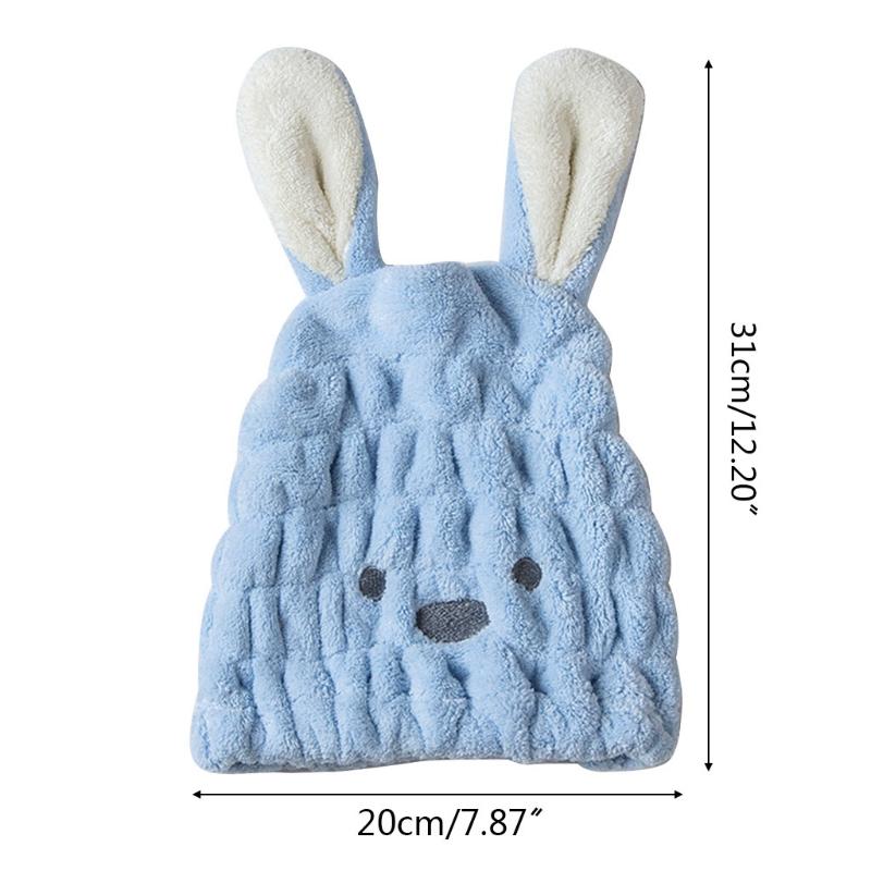 

Cute Long Ear Dry Hair Cap Shower Bath Towel Absorbing Drying Turban Hat T5EF Caps