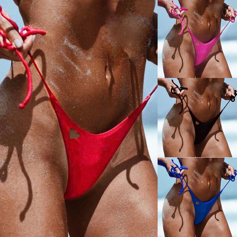 

Women's Swimwear Solid Color Sexy Bikini Thong Briefs Women Swimsuit Top And Bottoms T-Back Brazilian Swimming G-String Girl Panties, Hot pink