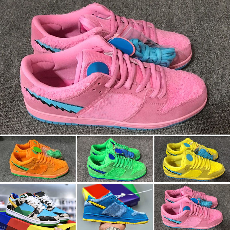 

SB Dead Bears Kids Shoes Design Boys Girls Sneakers Yellow Green Pink Blue Bear Toddler Skateboard Size 24-35, Color 6