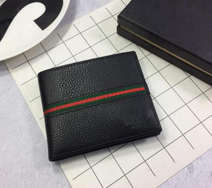 

6 colors Paris plaid style Designer mens wallet famous men luxury wallets special canvas multiple short small bifold wallet with box, L black