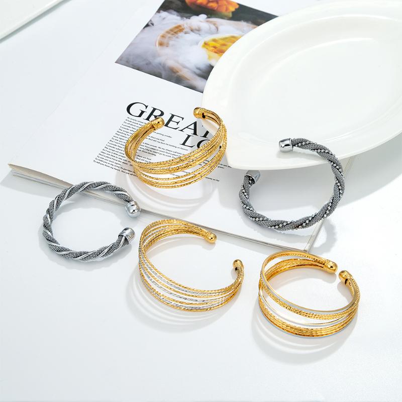 

Bangle 5 Styles Bracelet Gold Plated Personalized Silver Color For Women Girl Jewelry Wedding Christmas Gift
